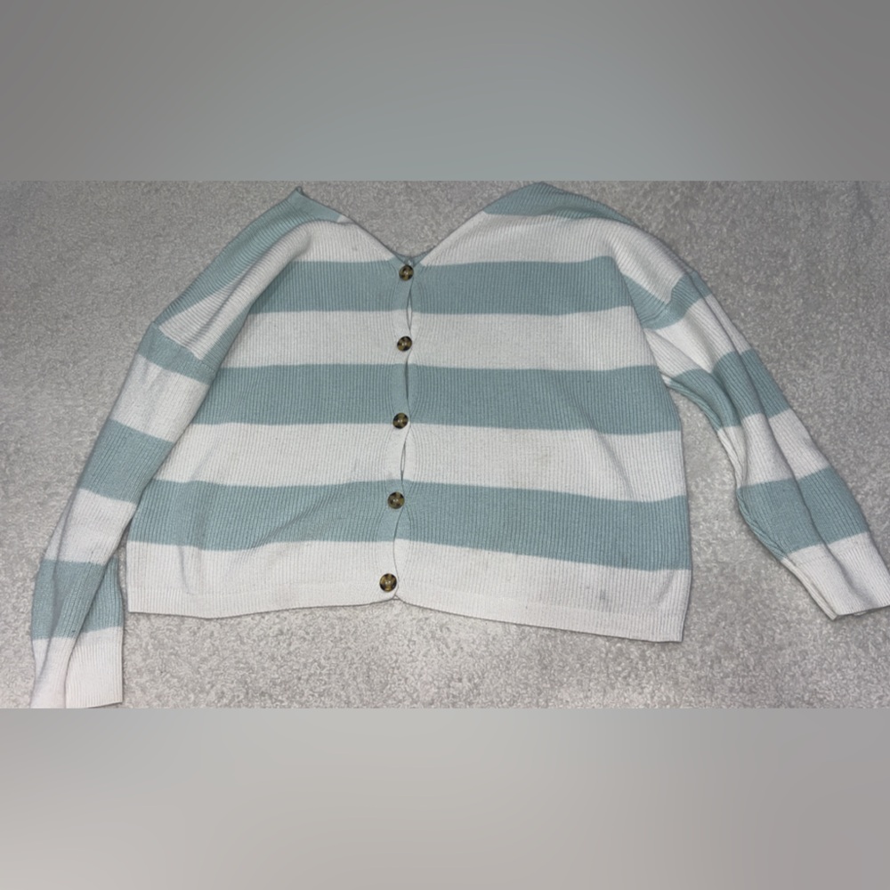Pink Republic Blue and White Striped Cardigan